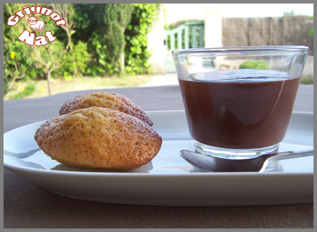 Crème chocolat noir et madeleines au pain d'épices