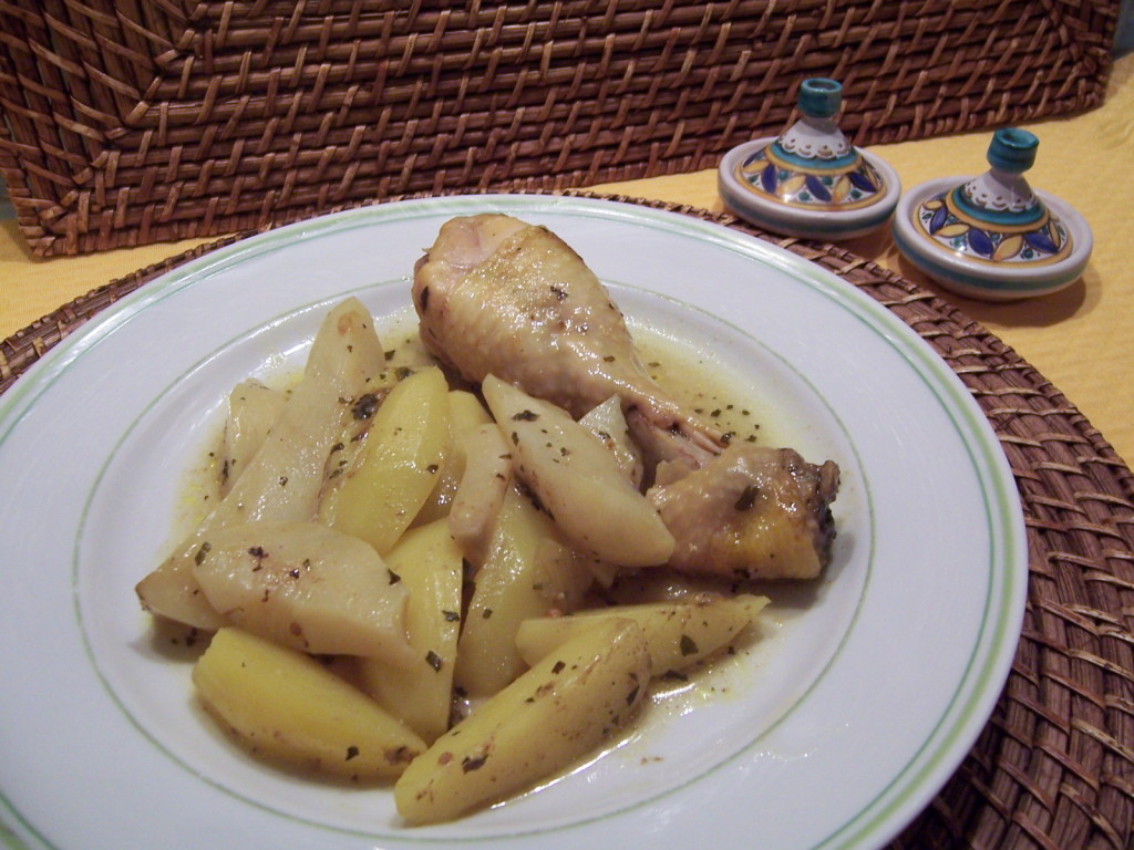 Tajine de poulet aux topinambours