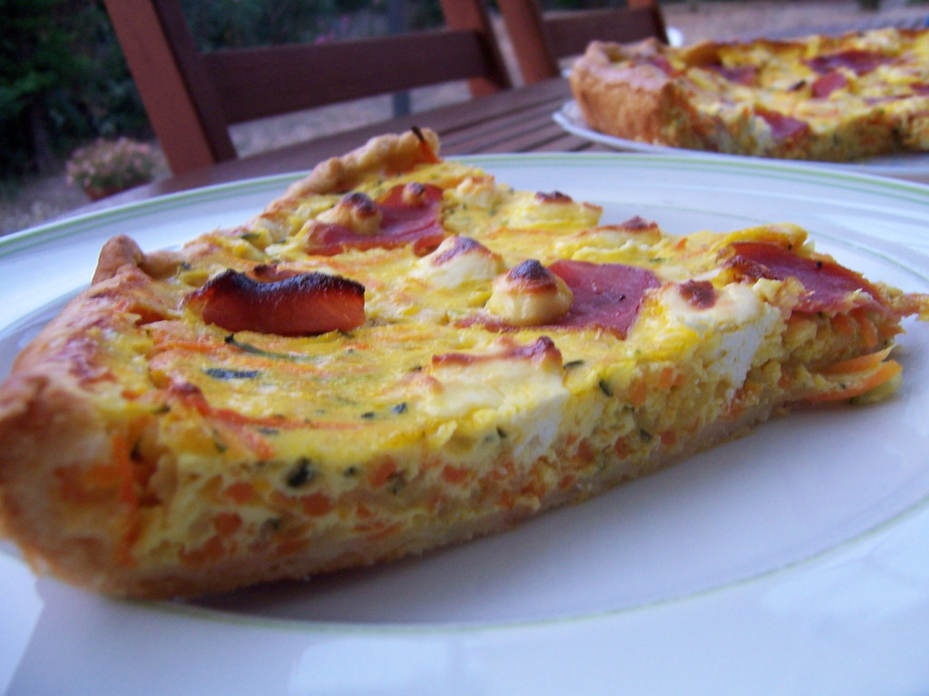 Quiche aux légumes, bacon et chèvre frais  2