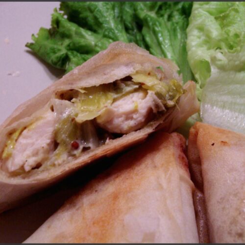 Bricks poulet, poireaux et moutarde à l’ancienne