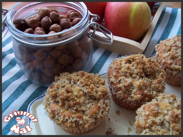 Muffins aux pommes et crumble noisette