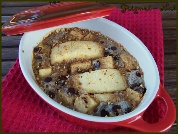 Gratin pommes, noisettes et pépites de chocolat