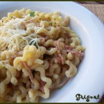 pâtes au jambon fumé, poireaux et moutarde à l’ancienne