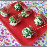 Bouchées chèvre, ciboulette et jambon cru