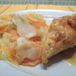 Blancs de poulet au curcuma et sa poêlée de légumes