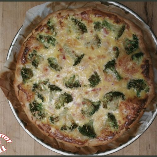 Quiche brocolis, chèvre et lardons