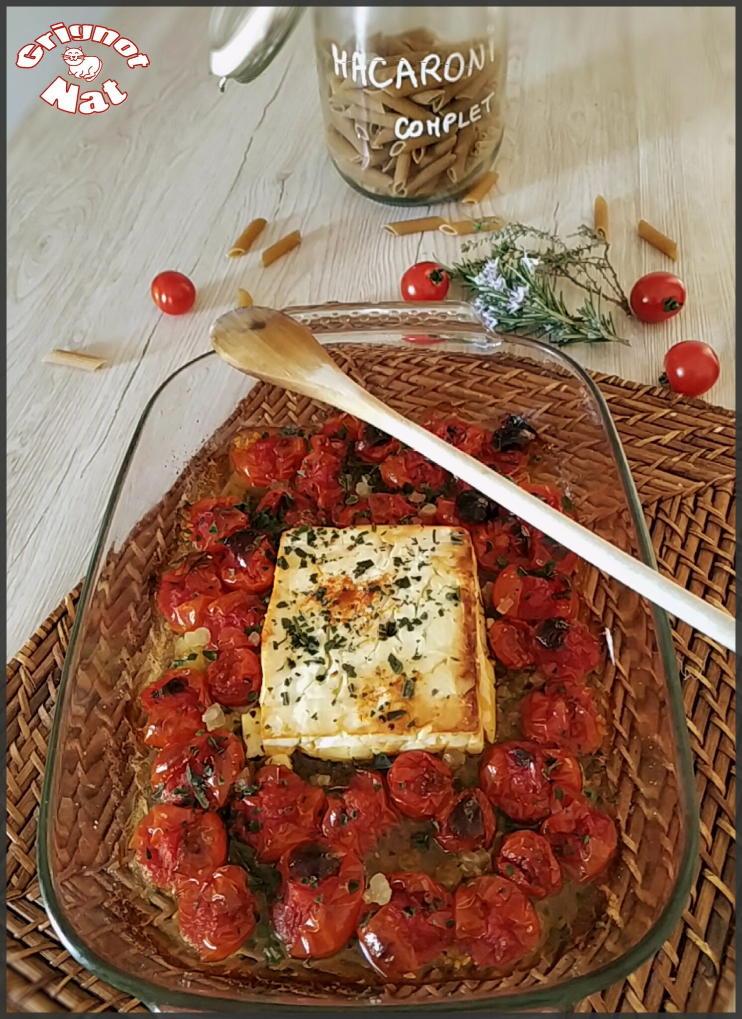 Baked feta pasta (pâtes à la feta rôtie au four) - Grignot-Nat