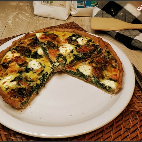 Quiche épinards chèvre et truite fumée (Recette IG Bas)