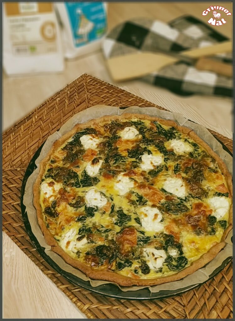 Quiche épinards chèvre et truite fumée (Recette IG Bas) 2