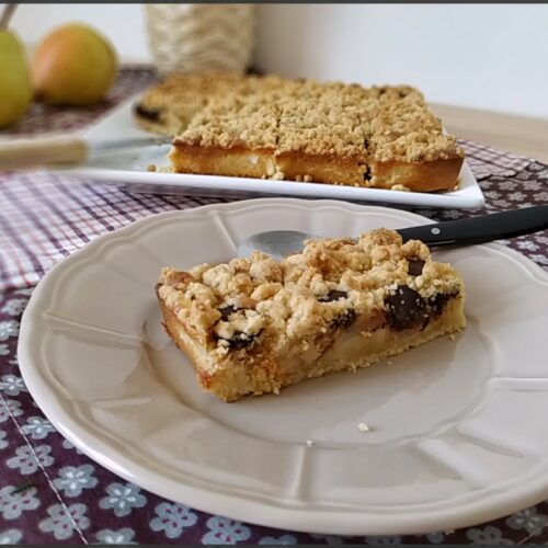 Gâteau aux poires chocolat et crumble