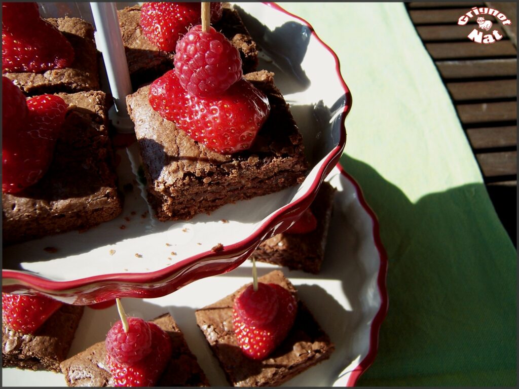 Carrés moelleux au chocolat et fruits rouges