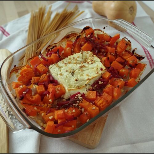 pâtes au butternut et feta rôtie