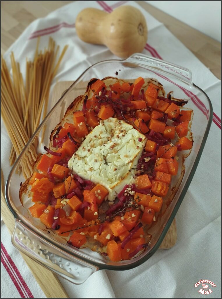 pâtes au butternut et feta rôtis