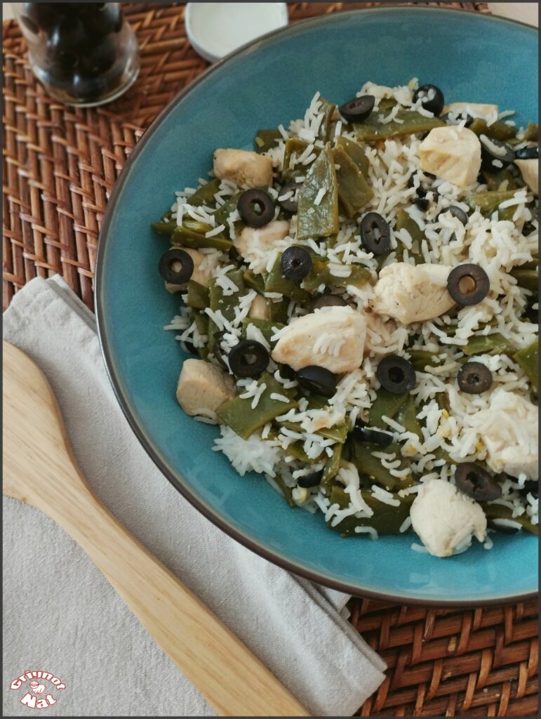 Riz sauté au poulet et haricots plats (recette IG Bas) 2