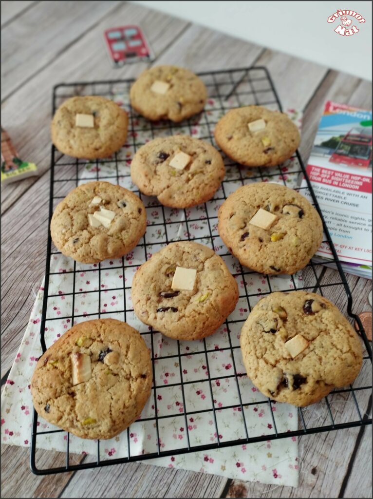 cookies pistaches cranberries et chocolat blanc façon Ben's cookies